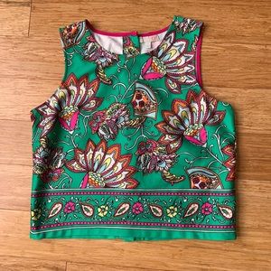 Gianni Bini Green Floral Paisley Crop Top